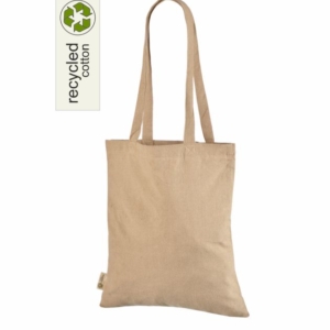 Recycled Beige Cotton Tote Bag. Size 38×42 cm
