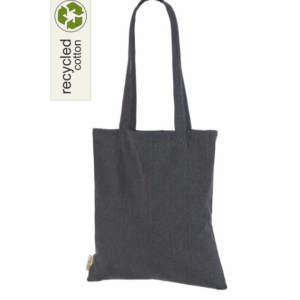 Recycled Dark Grey Cotton Tote Bag. Size 38×42 cm