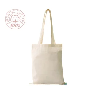 Natural white organic cotton tote bag 30×35 cm with long handles – printable